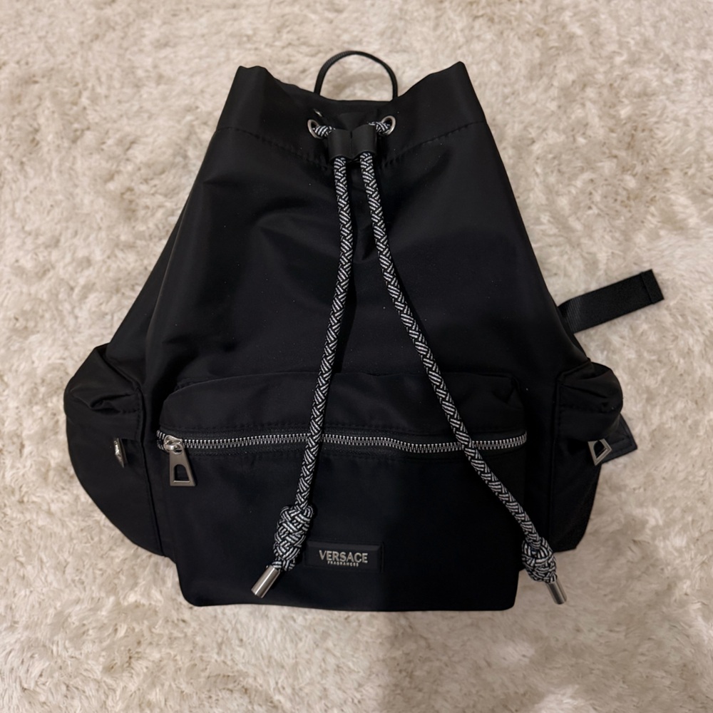 ⚡️Versace Black and White Braided Drawstring Nylon Pouch⚡️
